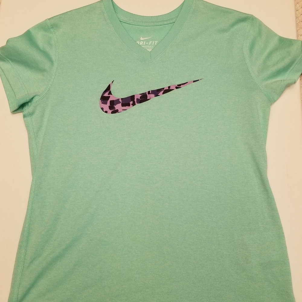 Mint green and purple girls nike shirt
